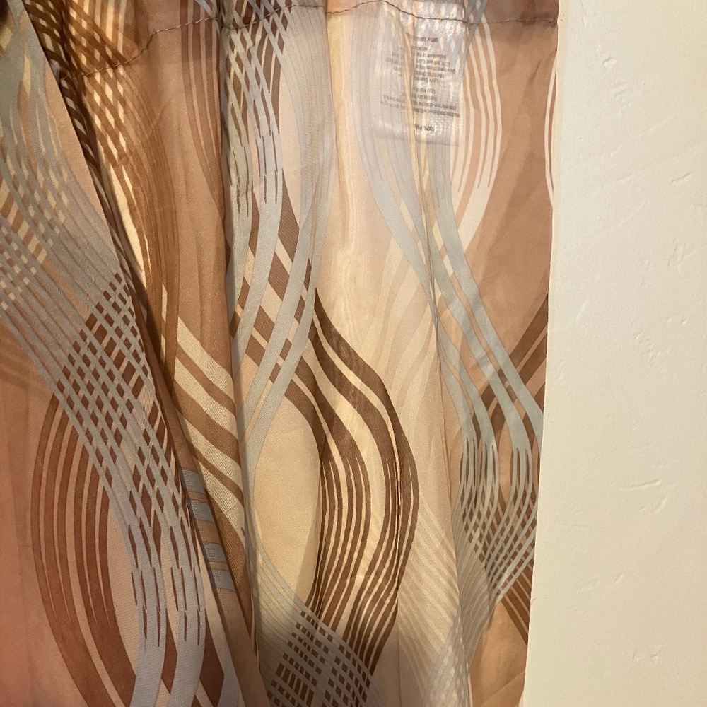 Brown, Blue, White Sheer Panel, Light Weight
